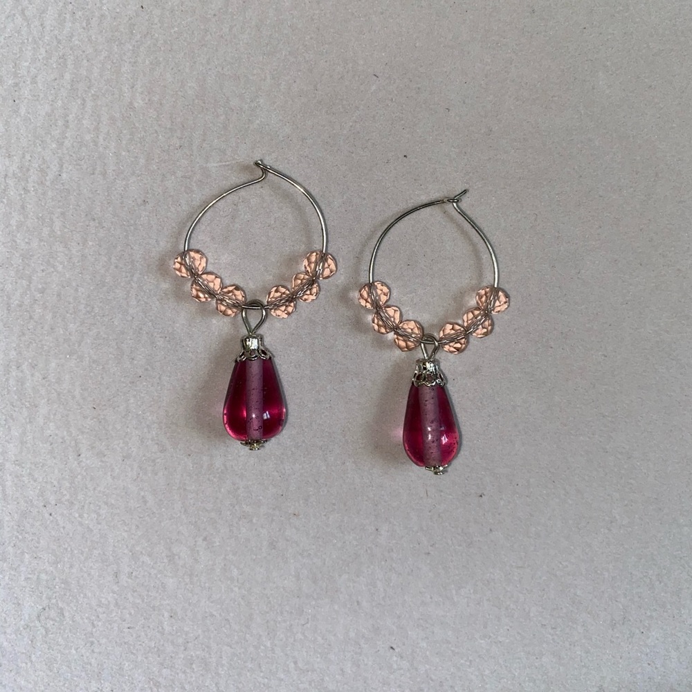 Pink small hoops set
